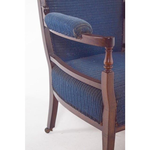 English Ladys Chair in Blue Upholstery For Sale - Image 12 of 15