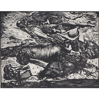 Yves Doaré, An Angel Passes By, Original Linocut For Sale