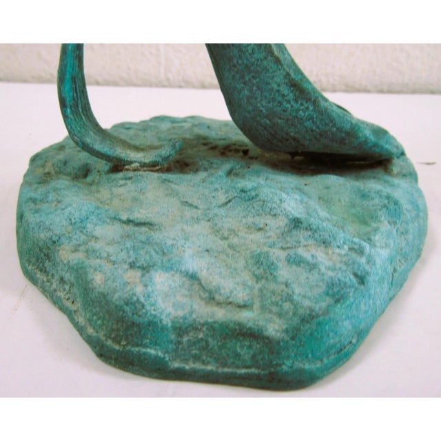 Jumping Frog on Reeds Cold-Cast Bronze Sculpture With Hand Applied Patina For Sale - Image 10 of 13
