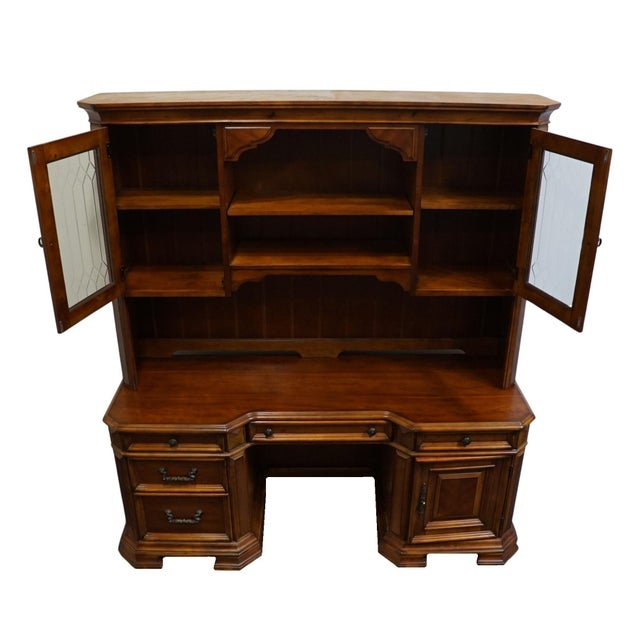 Home Meridian Samuel Lawrence Cherry Traditional Contemporary 73" Computer Desk W. Bookcase Storage Hutch For Sale In Kansas City - Image 6 of 13