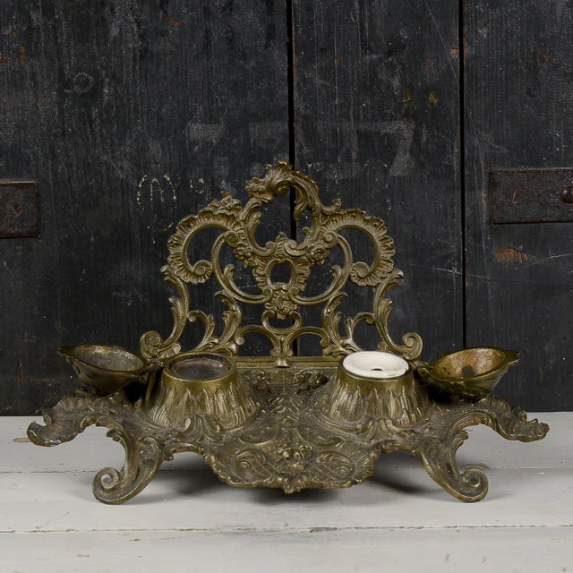 Desk Set for Writing Desk in Brass, 1890s For Sale - Image 4 of 9