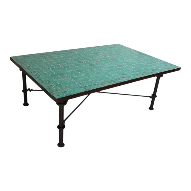 Moroccan Mosaic Teal Tile Rectangular Coffee Table Chairish