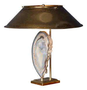 Agate and Brass Table Lamp by Willy Daro, Belgium, 1970s