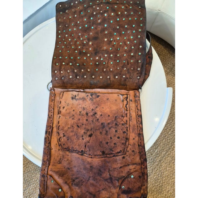 Leather Moroccan Antique Bag For Sale In Greensboro - Image 6 of 7