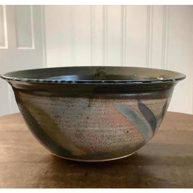 Late 20th Century Studio Pottery Hand Thrown Glazed Centerpiece Bowl Marked Prins For Sale - Image 5 of 8