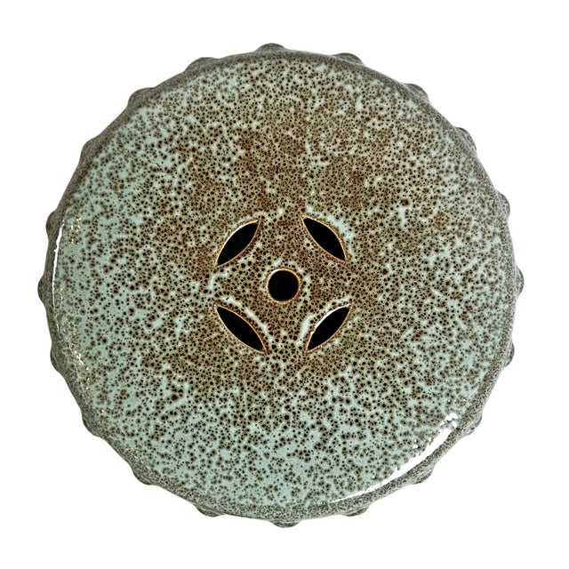 Green Medallion Ceramic Garden Stool For Sale - Image 4 of 6