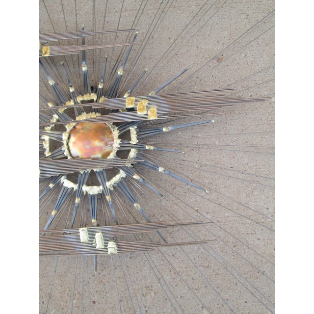 Mid Century Modern Metal Wall Art Sun and Clouds For Sale - Image 4 of 10