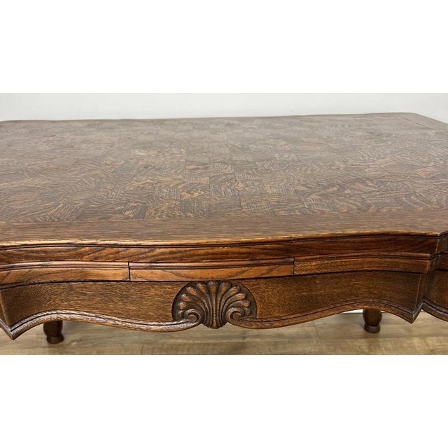 Vintage French Louis XVI Carved Oak Extendable Dining Table For Sale - Image 5 of 17