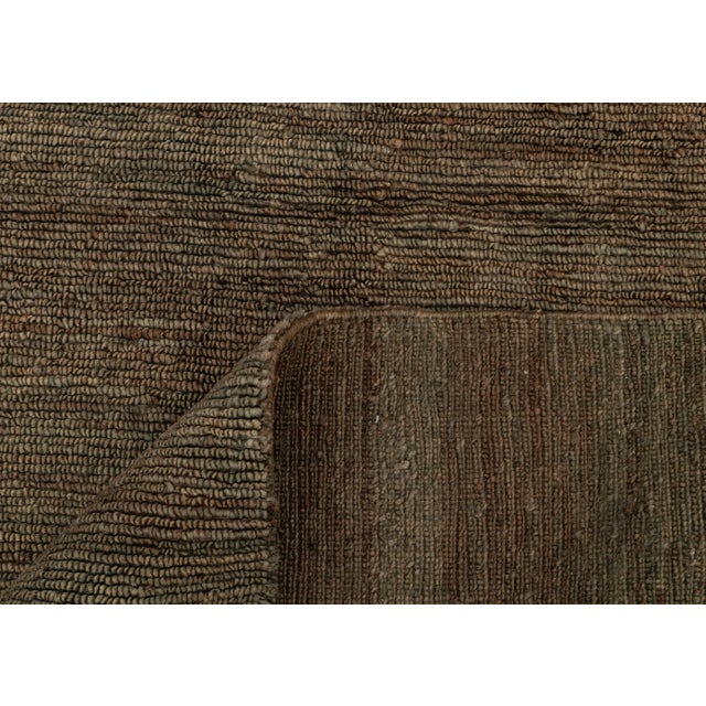 High Quality Hand Knotted Dark Green Jute Loop Pattern Solid Rug 5x7Ft. For Sale - Image 10 of 12