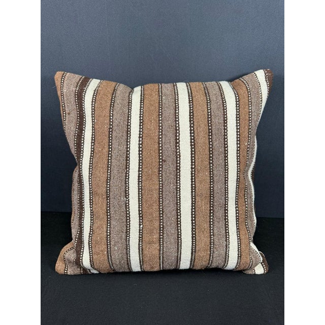 Turkish Hemp Pillow Cushion Natural Beige Brown Cushion Cover 20"x20" For Sale - Image 4 of 4