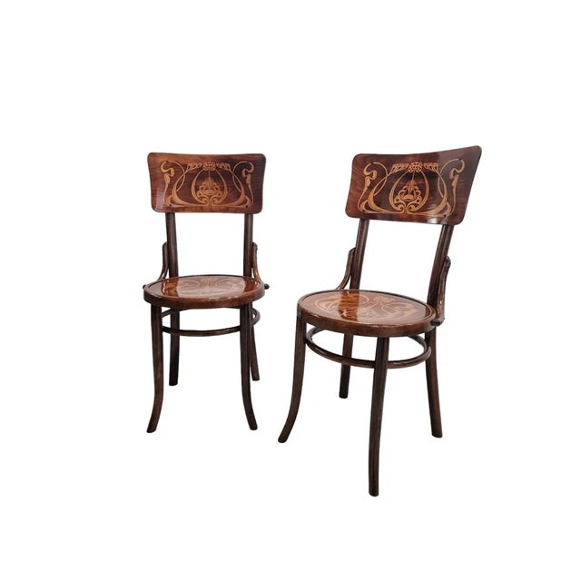Set of Art Nouveau Bentwood Chairs with Intricate Flower Motif from Thonet, 1900s For Sale - Image 10 of 10