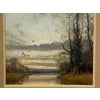 Winter Evening Ducks Flying over Water - English Countryside - Vintage British Art by 20th Century Artist, Walter Robin...