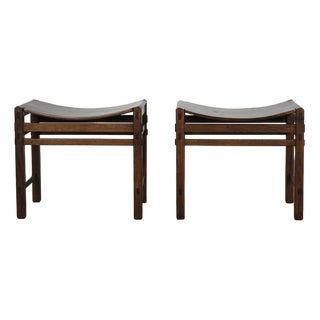 Set of Vintage Stools in Oak Wood by Giuseppe Rivadossi, 1970s For Sale
