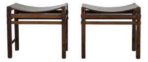 Set of Vintage Stools in Oak Wood by Giuseppe Rivadossi, 1970s