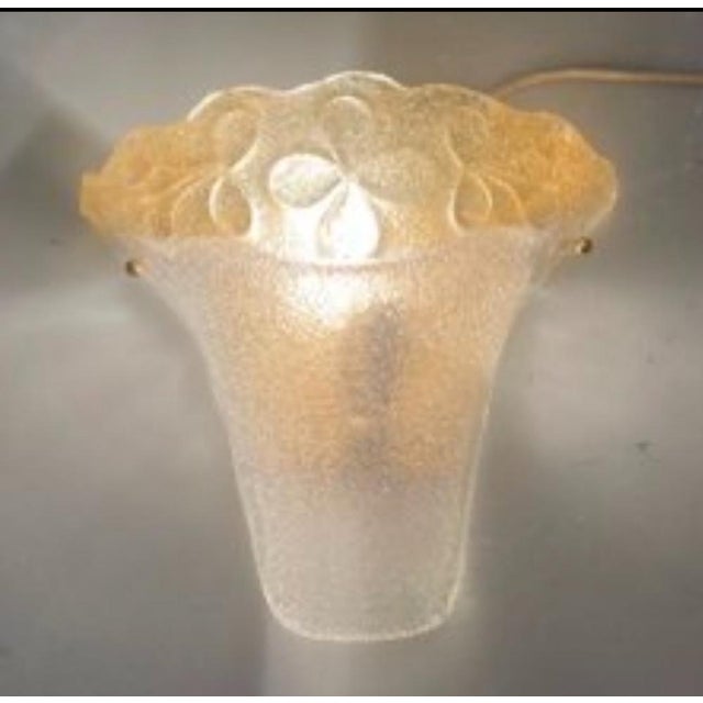 Murano glass sconces set of 2 1970's murano glass sconces set of 2 handblown frosted clear murano glass with a flowery...