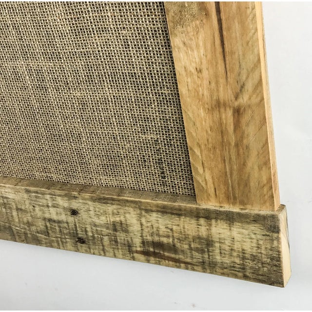 Wood Solid Oak Framed Burlap Pin Board Display For Sale - Image 7 of 11