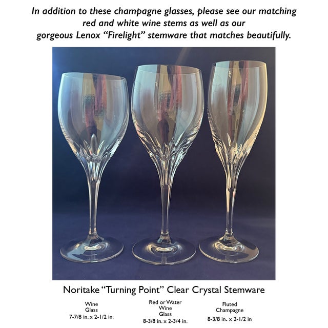 Glass Clear Vintage Noritake "Turning Point" Blown-Crystal Champagne Stemware- Set of 5 For Sale - Image 7 of 7