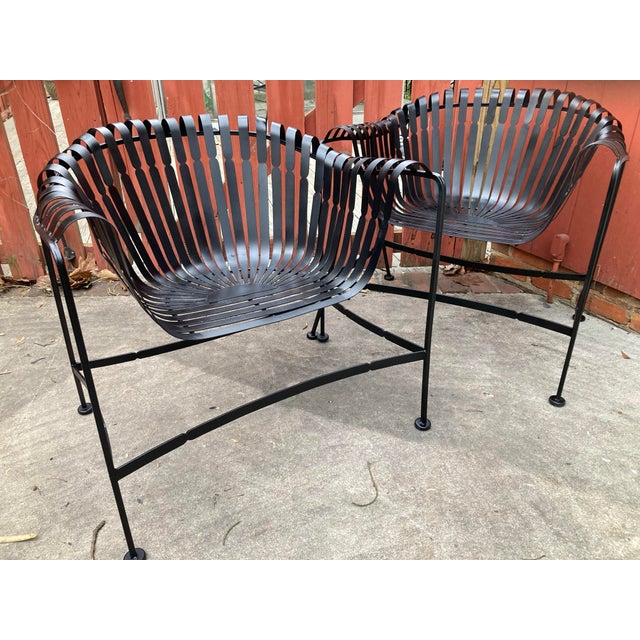 1950s Russell Woodard Rare Mid Century Modern Strap Iron Patio Set of 5, Attributed For Sale - Image 5 of 8