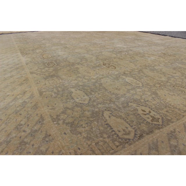 Mid 20th Century Muted Vintage Turkish Sivas With Paisley Design in Taupe, Gray-Green, and Camel 6'8'' X 9'0'' For Sale - Image 5 of 6