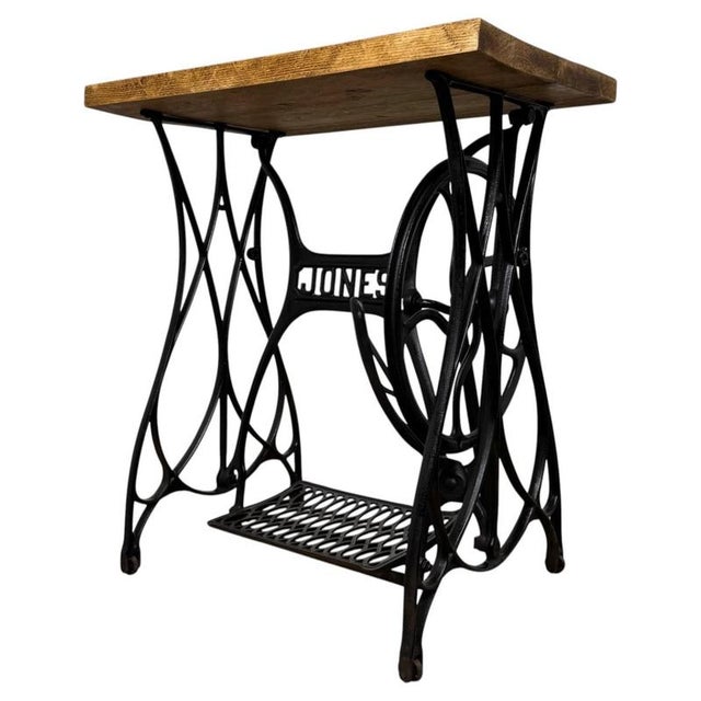 A wonderfully characterful and distinctive 20th-century industrial style side table, thoughtfully created using an...