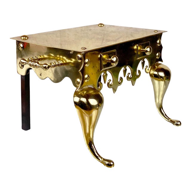 Vintage Traditional Victorian Brass Fireplace Footman Stool Chairish