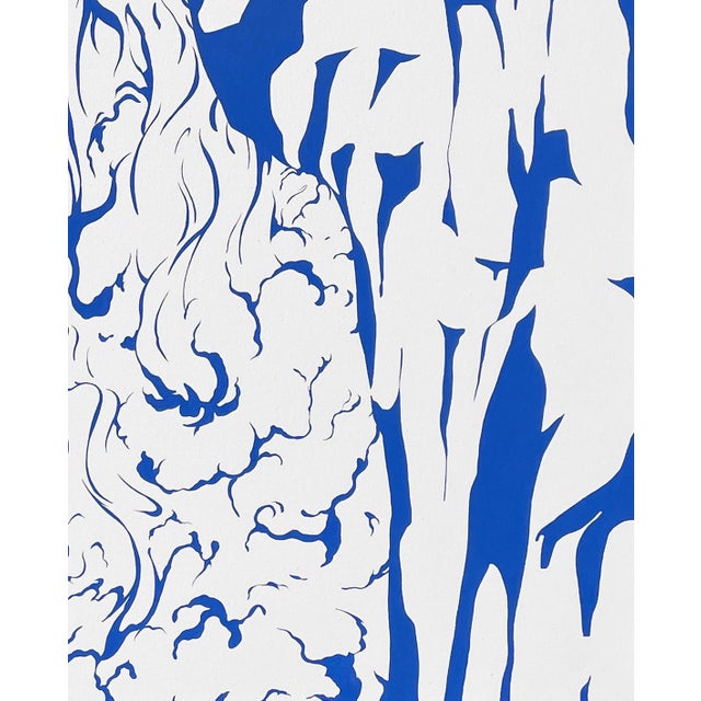 2020s Max Kremer "Waterfall II" Contemporary Blue & White Abstract Mountain Landscape Painting, 2023 For Sale - Image 5 of 6