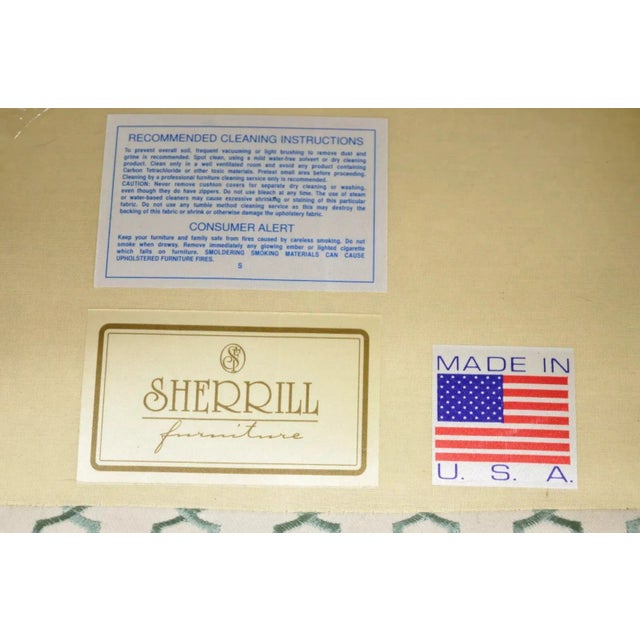 Sherrill Seafoam Green & Off White Swivel Rocker Barrel Back Club Chairs - Pair For Sale - Image 11 of 12