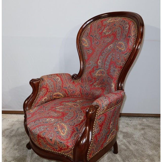 Red Small Napoleon III Chair in Mahogany For Sale - Image 8 of 17