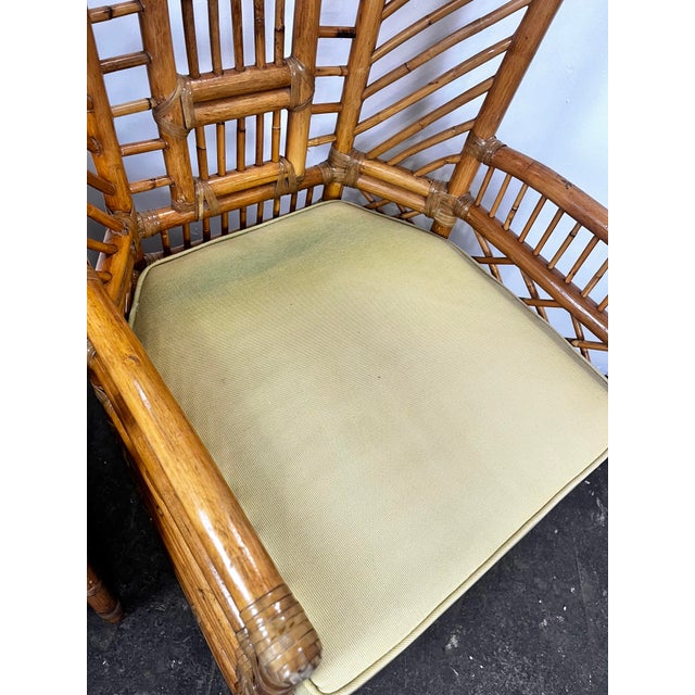 Vintage High Back Rattan Lounge Chairs- A Pair For Sale - Image 9 of 12
