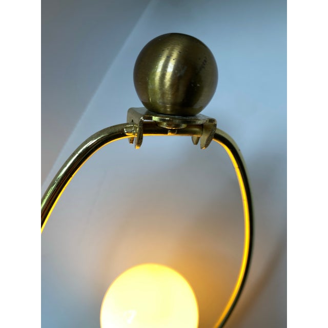 Vintage Brass Table Lamp With Green & Burgundy Damask Shade, Beaded Fringe, Ornate Traditional European Style, Decorative Accent Lighting For Sale - Image 11 of 12