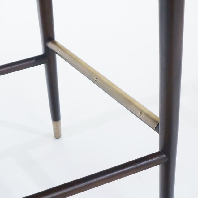 Wood Fara Mahogany, Polypropylene Weave & Linen Upholstered Bar Stool For Sale - Image 7 of 10