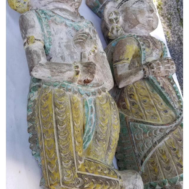 Vintage Pair of Carved Indian Figures For Sale - Image 4 of 9