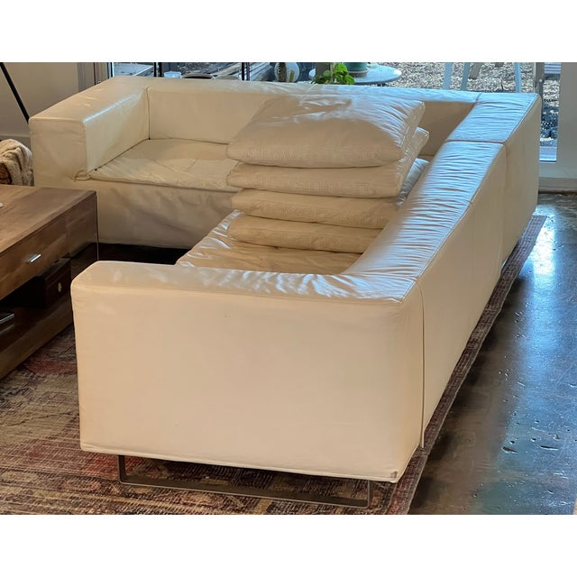 White Giovannetti Collezioni "Friends Light" Modular Sofa - White Italian Leather For Sale - Image 8 of 11