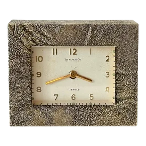 Mid 20th Century Tiffany & Co. Modern Cast Bronze 'Rockwork' Table Clock, Swiss Jeweled Movement