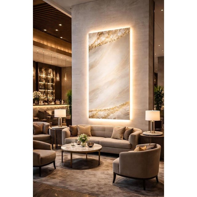 Quartz Line Illuminated Wall Art in Natural Quartz by Sev Art Gallery For Sale - Image 4 of 7