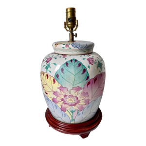 Vintage 'Tobacco Leaf' Chinoiserie Lamp-Wood Base