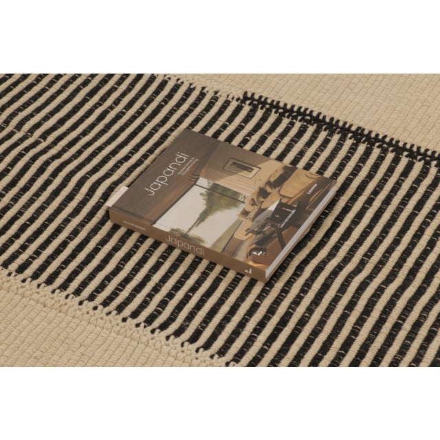 Textile Rug & Kilim’s Contemporary Kilim in Beige With Striped Central Column in Black For Sale - Image 7 of 10