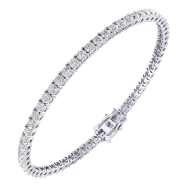 10K White Gold 3mm Round Cvd Diamond 8 Inch Tennis Bracelet 6-1/3 Cttw For Sale