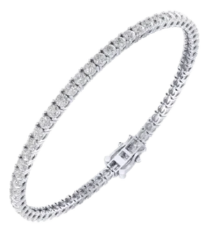 10K White Gold 3mm Round Cvd Diamond 8 Inch Tennis Bracelet 6-1/3 Cttw