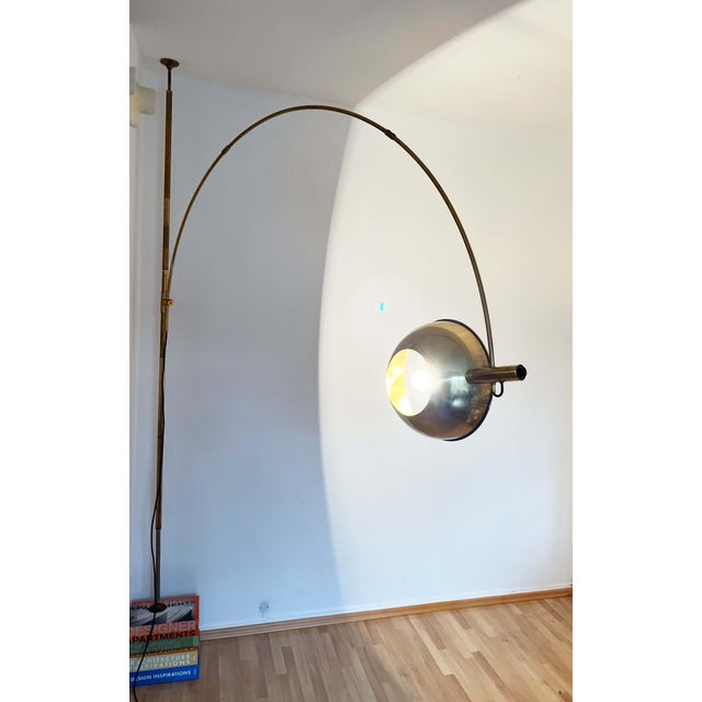 Vintage Postmodern German Brass Early Boca Model Arc Floor Clamp Lamp by Florian Schulz, 1970s For Sale - Image 11 of 18