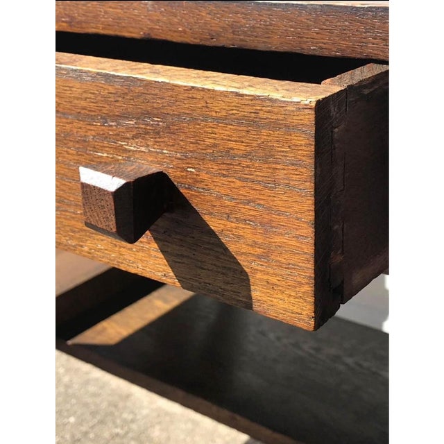 Mission Early 20th Century Arts & Craft Mission Solid Oak Library Desk 1920s For Sale - Image 3 of 8