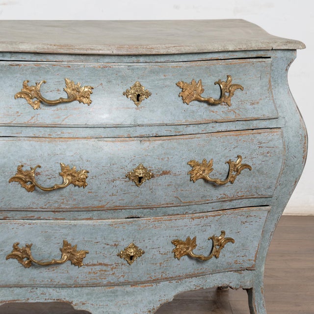 Late 18th Century Blue Swedish Bombay Chest of Three Drawers For Sale - Image 10 of 16