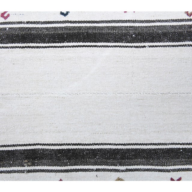 1970s Vintage Turkish Hand-Knotted Wool Cotton White Kilim Runner Rug For Sale - Image 5 of 9