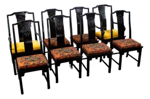 1975-1998 Chin Hua Dining Chairs Set of Eight 4 Side & 2 Armchairs by Raymond K. Sobota for Century Furniture