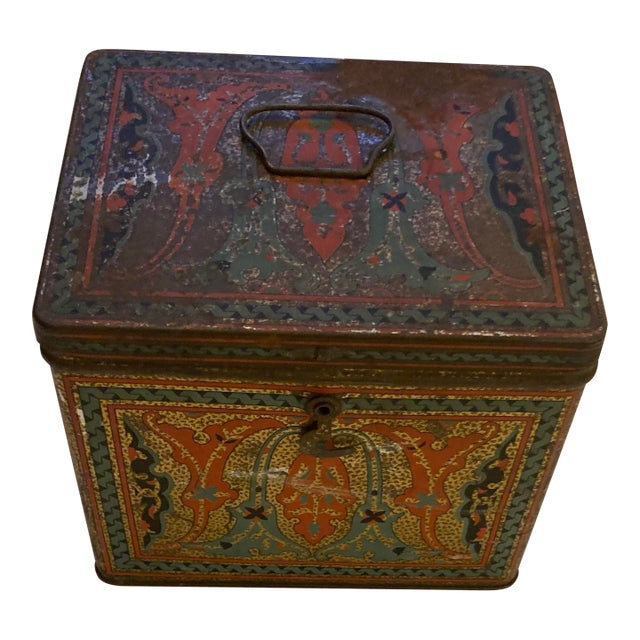 Antique Toleware Art Deco Art Nouveau Small Biscuit Box by Uneeda Co. “ National Biscuit Co For Sale