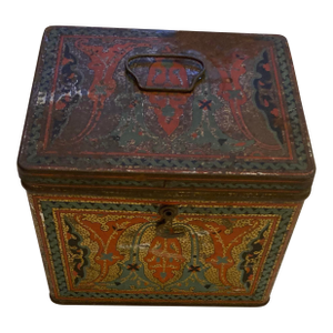 Antique Toleware Art Deco Art Nouveau Small Biscuit Box by Uneeda Co. “ National Biscuit Co