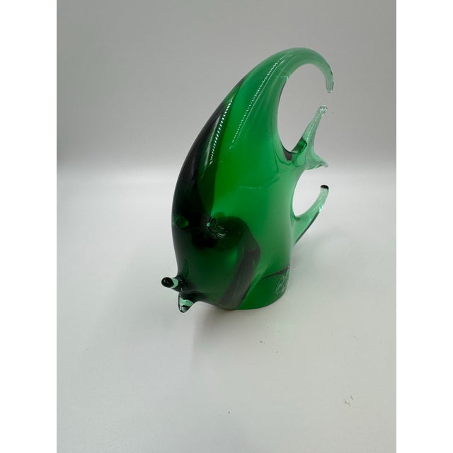 Small Royal Gallery Italian Murano Style Green Glass Fish For Sale - Image 4 of 4
