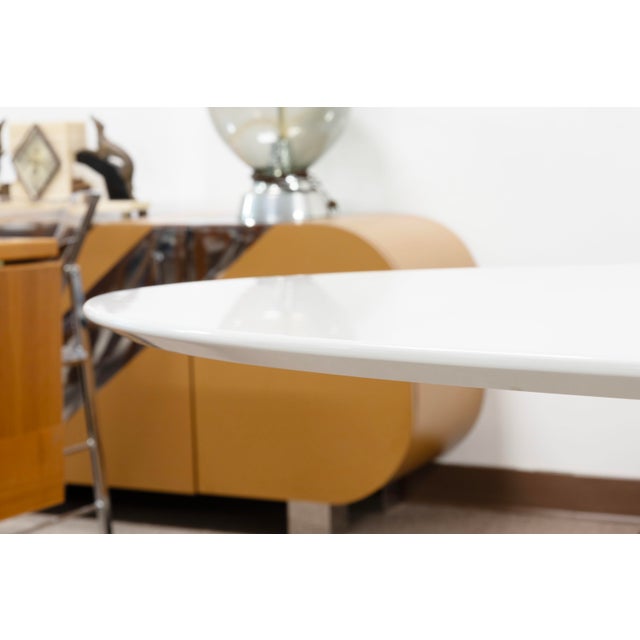 Modway 60' White Saarinen Style High Gloss Tulip Oval Dining Table For Sale - Image 4 of 5