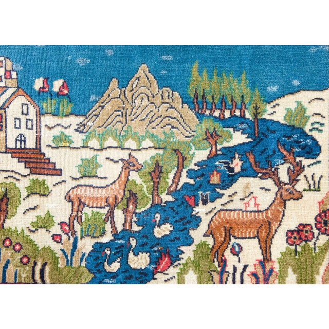 Textile Early 20th Century Persian Pictorial Tabriz Rug For Sale - Image 7 of 15