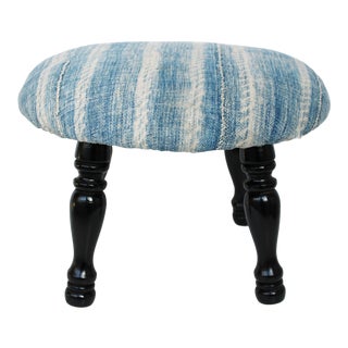 Mali Indigo Carved Footstool For Sale
